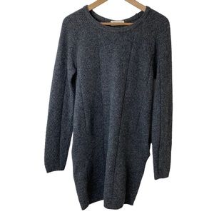 Yuri Design Women’s Long Knit Grey Sweater Size S Pockets Fake Zip In Back